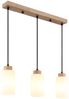 Hängeleuchte, Holz, Braun, Glas, opal matt, 3-flammig, E27, L 60 cm Bild 2
