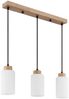 Hängeleuchte, Holz, Braun, Glas, opal matt, 3-flammig, E27, L 60 cm Bild 3