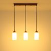 Hängeleuchte, Holz, Braun, Glas, opal matt, 3-flammig, E27, L 60 cm Bild 5