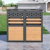 Mülltonnenbox, mit Klappdeckel,trash storage compartments,Abschließbar, Zwei Türen,Rautenförmige Ausschnitte, horizontale Holzmaserungspaneele Bild 2