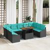 vidaXL Garten Essgruppe mit Kissen 10 pcs Schwarz und Teal 3349885 Bild 1