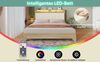 Polsterbett 140×200 cm mit LED-Kopfteilregal und Matratze, Eichefarben/Beige Bild 2