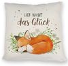 speecheese Dekokissen Hier wohnt das Glück Kissen mit Fuchs im Aquarell-Stil Bild 4