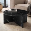 Couchtisch Rund 70x70x33cm Marmor-Optik Schwarz Modern Design Bild 2
