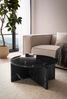 Couchtisch Rund 70x70x33cm Marmor-Optik Schwarz Modern Design Bild 3