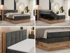 Boxspringbett, Doppelbett mit zwei 7 Härtezonen Multipocket-Matratzen, Bettkästen, Eiche Wotan Holzrahmen, Polsterbett mit Topper-Matratze - ALBERO 1 KING - 200 x 200 cm - Dunkelgrau Velours - H3 Bild 2