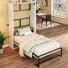 Murphy-Bett, Metallrahmen-Wandklappbett, Faltbett 90*200 Kombination aus Metallrahmen und Holzplatte, mit verriegelbarer Wandbefestigung, robust und leise, multifunktionales Bett Bild 2