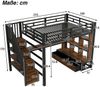 Hochbett mit RGB LED-Streifen, Schreibtisch, Regal, Lattenrost, Treppe und Schubladen, 140x200 cm, Kinderbett mit Rausfallschutz, Metallbett Bild 4