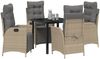 vidaXL Garten Essgruppe mit Kissen 5 pcs Beige Poly-Rattan 3380562 Bild 3
