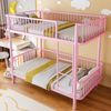 Merax Metall-Etagenbett, Kinderbett 90*200, mit abgerundeten Ecken, erhöhten Beinen, Sicherheitsgeländer, platzsparend, Rosa Bild 2