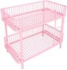 Merax Metall-Etagenbett, Kinderbett 90*200, mit abgerundeten Ecken, erhöhten Beinen, Sicherheitsgeländer, platzsparend, Rosa Bild 5