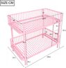 Merax Metall-Etagenbett, Kinderbett 90*200, mit abgerundeten Ecken, erhöhten Beinen, Sicherheitsgeländer, platzsparend, Rosa Bild 4