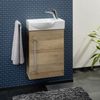 LANZET K3 Gäste WC Waschtisch Set 45cm breit, Braun hell, Waschbecken Keramik Weiß, Türanschlag links Bild 2