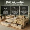 Bellabino 'Bia' Hausbett 120x200 cm mit Matratze und 2 Schubladen, natur, Kiefer Massivholz, Montessori Kinderbett mit Stauraum, inkl. Rausfallschutz und Lattenrost Bild 4