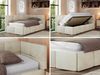 Jugendbett 90x200 ARVO Polsterbett mit Bettkasten, Stauraum & Gasdruckfeder, Modernes Design mit Kopfteil, Pocket Matratze - Beige Velvet - VIRE LUX - Rechts Seite Bild 2