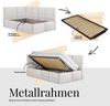 Jugendbett 90x200 ARVO Polsterbett mit Bettkasten, Stauraum & Gasdruckfeder, Modernes Design mit Kopfteil, Pocket Matratze - Beige Velvet - VIRE LUX - Rechts Seite Bild 5