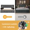 Merax Polsterbett Doppelbett 160×200 cm Schlafzimmer Komplett Set, mit 2 Nachttischen und 4 Schubladen, Kopfteil Leselicht mit USB Ladefunktion, Grau, Samt Bild 5
