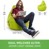 Green Bean® Sitzsack mit Rückenlehne, 230L Füllung waschbar, Polyester-PVC-Stoff hellgrün, 80 x 70 x 90 cm Bild 5