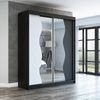 Schwebetürenschrank RIMA 2-türig Schrank 160 cm (mit Spiegel) Farbe: Schwarz , weiß Bild 2