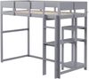 Hochbett mit Ablage 90 x 200 cm, Bettgestell aus massivem Kiefernholz mit Lattenrost,Bett für Kinder und Jugendliche Grau Bild 3