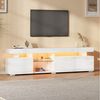 Merax Lowboard Hochglanz TV Schrank mit LED Beleuchtung & App Steuerung (1 St), Wohnzimmerschrank mit 3 Türen, Glasregal & Stauraum, 180 x 35 x 45 cm Bild 3