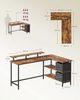 VASAGLE Eckcomputertisch mit Monitorständer, L-förmiger Arbeitstisch, 2 Schubladen, höhenverstellbar, 155 x 105 cm, braun Bild 5