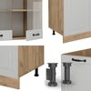 Küchenzeile R-Line Weiß Landhaus/Goldkraft Eiche 300 cm mit Hochschrank, AP Marmor Vicco Bild 5