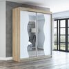 Schwebetürenschrank RIMA 2-türig Schrank 160 cm (mit Spiegel) Farbe: Sonoma , weiß Bild 2