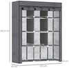 HOMCOM Stoffschrank Kleiderschrank mit Kleiderstangen, 8 Ebenen (Faltschrank, 1-St, Faltbare Garderobe für Schlafzimmer) Vliesstoff, Dunkelgrau, 125 x 43 x 162,5 cm Bild 2