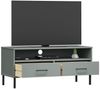 vidaXL TV-Schrank OSLO mit Metallbeinen Grau Massivholz Kiefer [351025] Bild 3