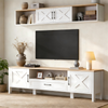TV-Wand-Set aus MDF, 180 x 40 x 50 cm, mit TV-Schrank und Hängevitrine in Weiß Bild 2