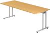 bümö Schreibtisch groß, N-Serie 200x80 cm, Tischplatte aus Holz in Buche, Gestell aus Metall in Silber - PC Tisch, großer Computertisch für's Büro, Office Bürotisch, NS-20-6-S Bild 1