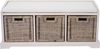 Sitzbank Bienne, Aufbewahrungsbox, 3 Körbe, Kubu-Rattan-Geflecht, 112x46x37cm ~ weiß Bild 3