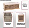 Sitzbank Bienne, Aufbewahrungsbox, 3 Körbe, Kubu-Rattan-Geflecht, 112x46x37cm ~ weiß Bild 2