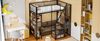 Hochbett, Multifunktionales Metallbett mit Stauraum Ablageflächen und Treppe für Erwachsene und Kinder, Metall, Schwarz, 90 x 200 cm Bild 5