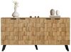SeedWave Sideboard Karierter Schrank Atmungsaktive Kommode von Holzmaserung mit 4 Türen, 2 Rückseitige Löcher zur Wandbefestigung, verstellbare Einlegeboden Bild 4
