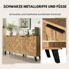 SeedWave Sideboard Karierter Schrank Atmungsaktive Kommode von Holzmaserung mit 4 Türen, 2 Rückseitige Löcher zur Wandbefestigung, verstellbare Einlegeboden Bild 3