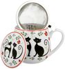 DUO ANIMALS Fassbecher 430 ml ETNO CATS mit Teesieb, New Bone China Porzellan Bild 3