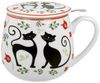 DUO ANIMALS Fassbecher 430 ml ETNO CATS mit Teesieb, New Bone China Porzellan Bild 2
