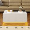 Couchtisch, Hochglanz mit LED-Beleuchtung, Ausziehbare schwarz-weiße Tischplatte, Versteckter Stauraum, MDF, Schwarz + Weiß Bild 4