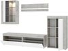 Dmora Aleu Wandsystem, Modulares Wohnzimmerset, Wohnzimmermöbel mit mehreren Positionen, 265x42h180 cm, Weiß und Zement Bild 5