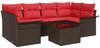 vidaXL Gartensofa-set mit Kissen 7 pcs Beige und Rot Poly-Rattan 3353933 Bild 2