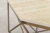 Exklusiver Couchtisch BIJOUX ca. 70cm beige Travertin Handarbeit messing Eisengestell Bild 4