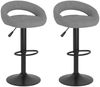 Barhocker KALSII höhenverstellbar 2er Set Hellgrau Samt | Barstühle drehbar Küchenhocker Thekenhocker für Küche Hausbar Bild 2