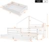 Merax Bett Massivholz Einzelbett Hausbett mit Ablageregal 90x200cm mit zwei Schubladen, Weiß Bild 4