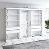 A&J MöbelLand 'Viluno' Schwebetürenschrank mit 4 Schubladen und Spiegel, Spanplatte, 215 x 59,5 x 200 cm, Schwarz / Schwarz / Schwarz / Natur Bild 4