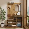 Flurschrank 110x37x185.5cm mit Sitzfläche,Soft-Close,verstellbaren Regalen,Spiegel,Haken,Schubladen,Stauraum,Natur Bild 5