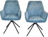 2er Set Armlehnstuhl drehbar Velours Vintage Look – beige, anthrazit, blau, ocker Bild 2