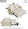 Schlafsofa 142x85x83 cm in Beige, 3-in-1 mit verstellbarer Rückenlehne, USB und Armlehnentaschen Bild 5