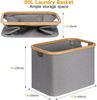 Faltbarer Wäschekorb 50L Bambus Stoff Aufbewahrung Klappbar Laundry Basket Bild 2